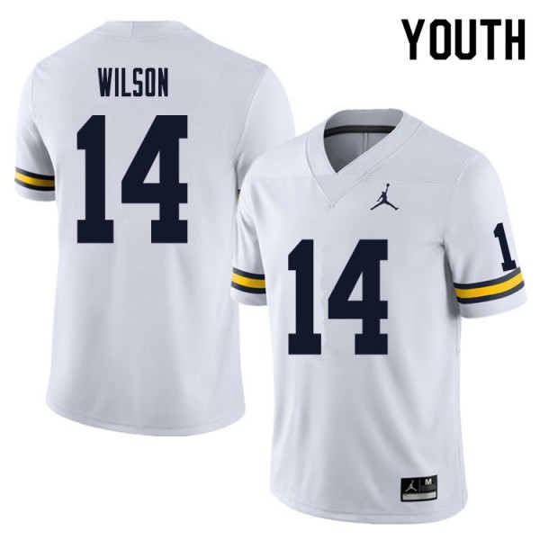 Michigan #14 Youth Roman Wilson Jersey White Official